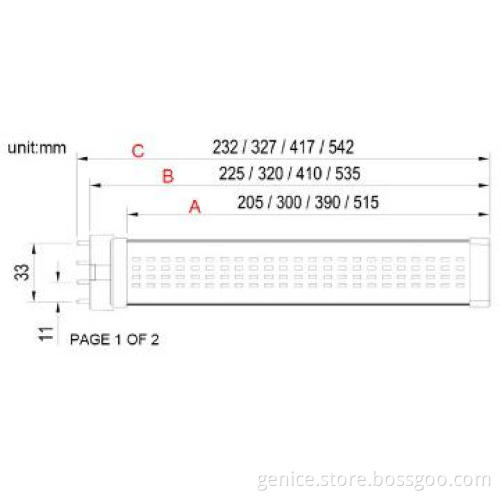 18w 1800lm led 2g11 tube lighting